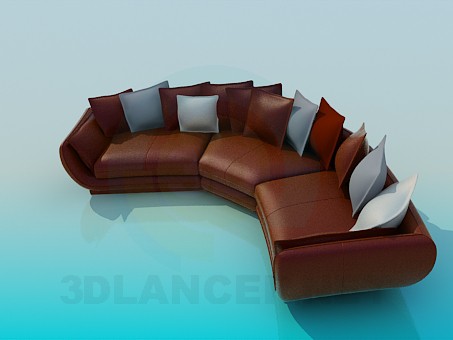 3d модель Полукруглый диван с подушками – превью 3d модель Полукруглый диван с подушками – превью