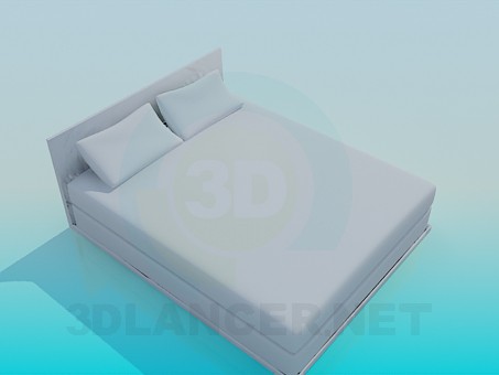 3D Modell Bett mit Kissen - Vorschau