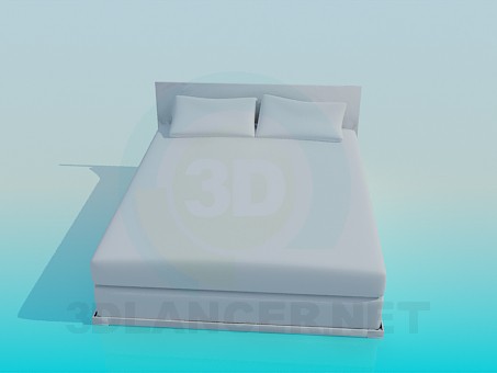 3d модель Кровать с подушками – превью 3d модель Кровать с подушками – превью