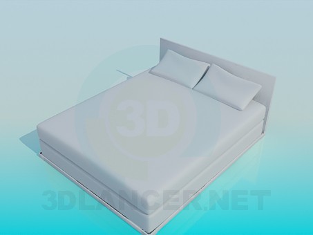 3d модель Кровать с подушками – превью 3d модель Кровать с подушками – превью