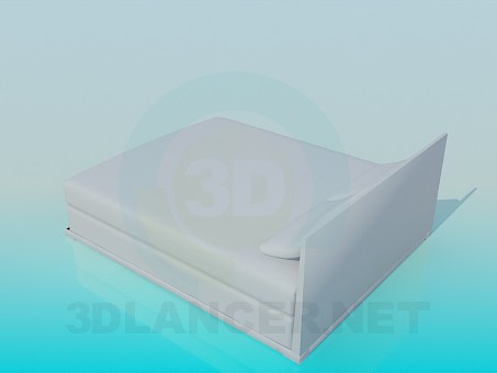 3d модель Кровать с подушками – превью 3d модель Кровать с подушками – превью
