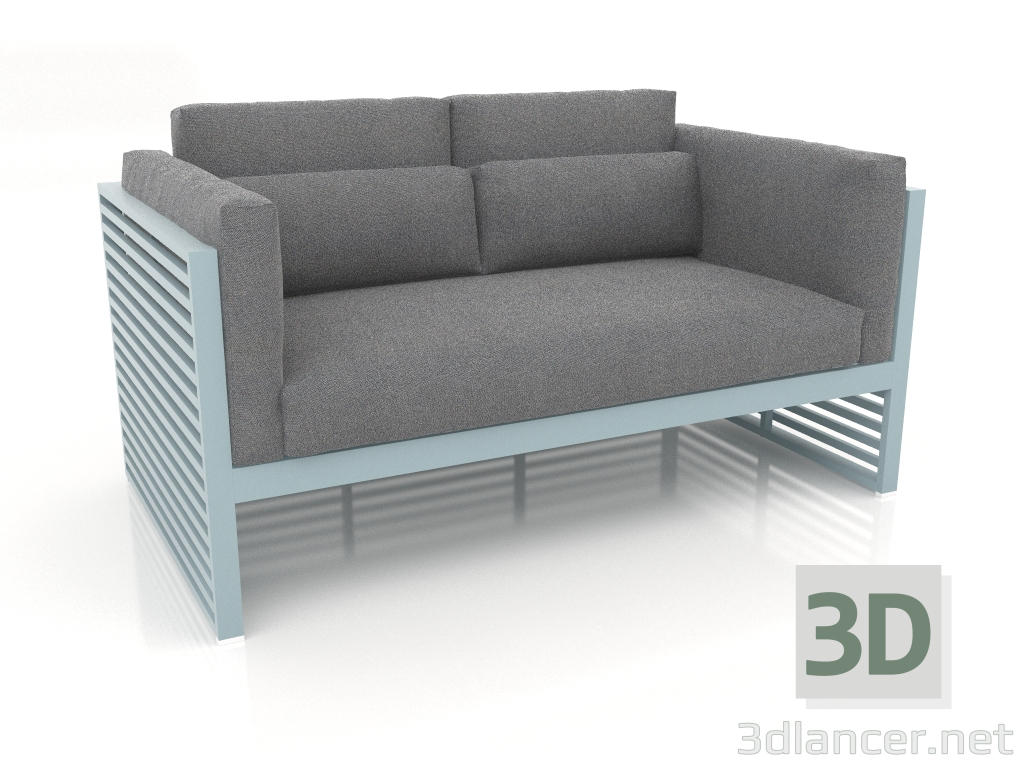 modèle 3D Canapé 2 places avec dossier haut (Bleu gris) - preview