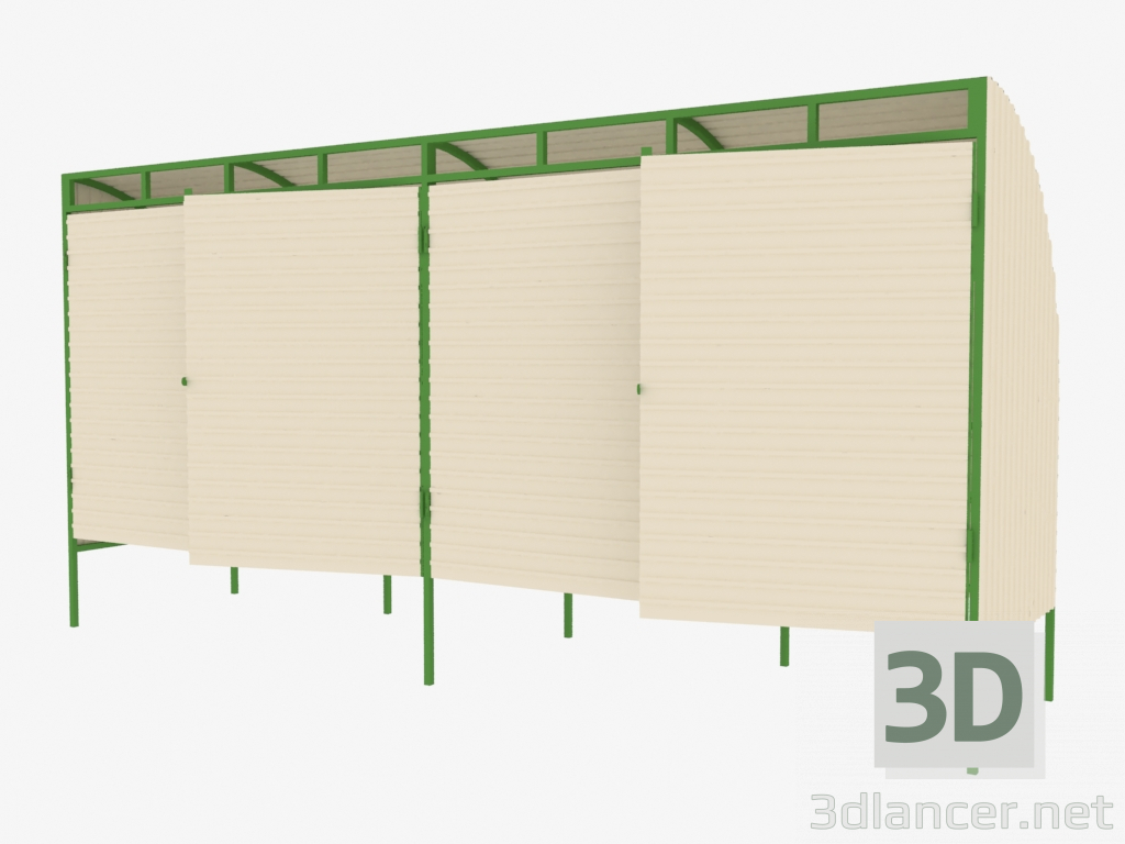 modèle 3D Auvent pour 4 containers MSW (9017) - preview