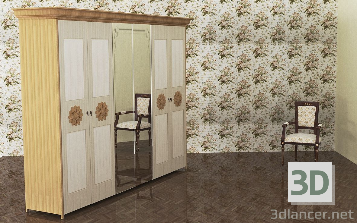 3d model Wardrobe 6-door - preview 3d model Wardrobe 6-door - preview