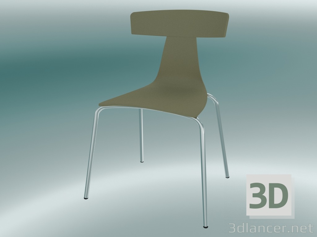 3d model Stackable chair REMO plastic chair (1417-20, plastic yellow gray, chrome) - preview