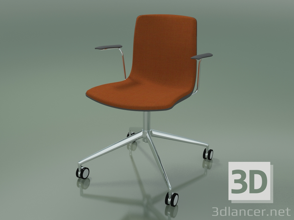 3D modeli Sandalye 5914 (tekerleklerde, polipropilen, ön kaplamalı, kolçaklı) - önizleme