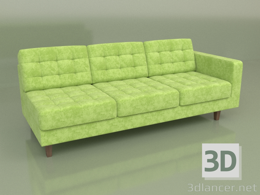 3D modeli Bölüm üç kişilik sol Cosmo (Yeşil kadife) - önizleme