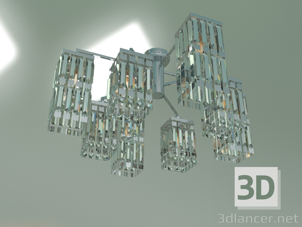 modello 3D Lampadario a soffitto Barra 10100-8 (cristallo cromo-trasparente) - anteprima