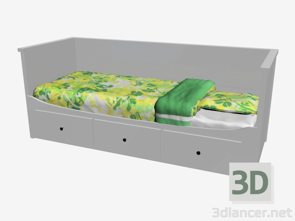 Modelo 3d Dia de cama com 3 gavetas - preview
