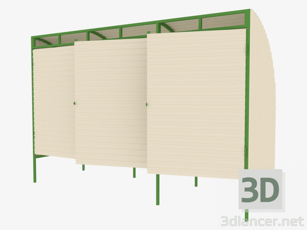 3d модель Навес для 3-х контейнеров ТБО (9016) – превью