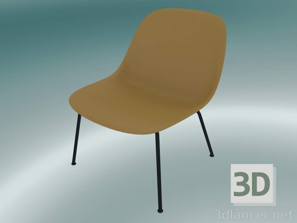 modello 3D Chaise longue con tubi alla base di fibra (ocra, nero) - anteprima