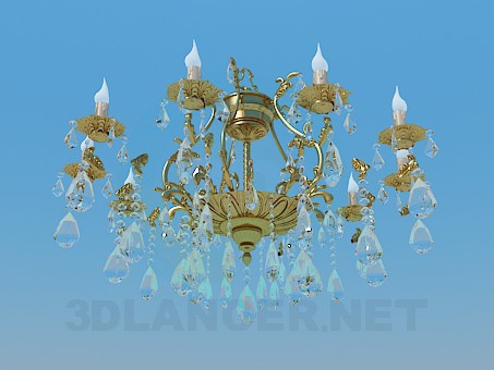 3d модель Роскошная позолоченная люстра с хрустальными каплями – превью 3d модель Роскошная позолоченная люстра с хрустальными каплями – превью