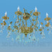 3d model Luxurious gilded chandelier with crystal drops - preview