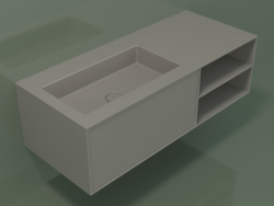 Lavabo avec tiroir et compartiment (06UC724S2, Clay C37, L 120, P 50, H 36 cm)