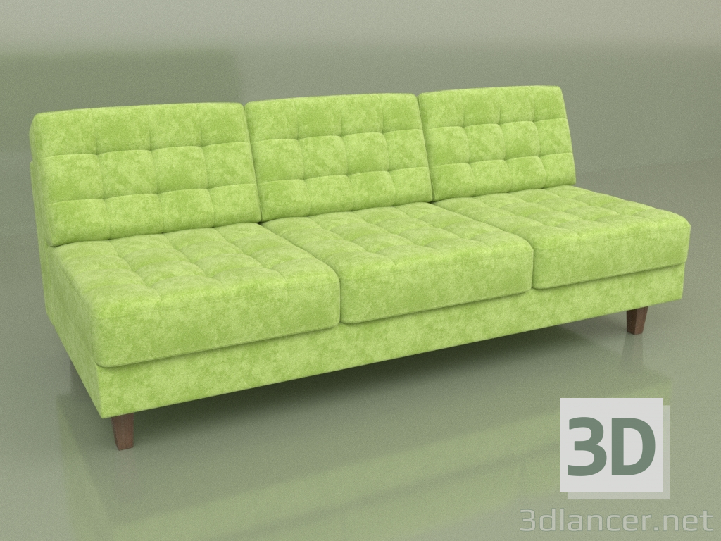 modèle 3D Section Cosmo trois places (Velours vert) - preview