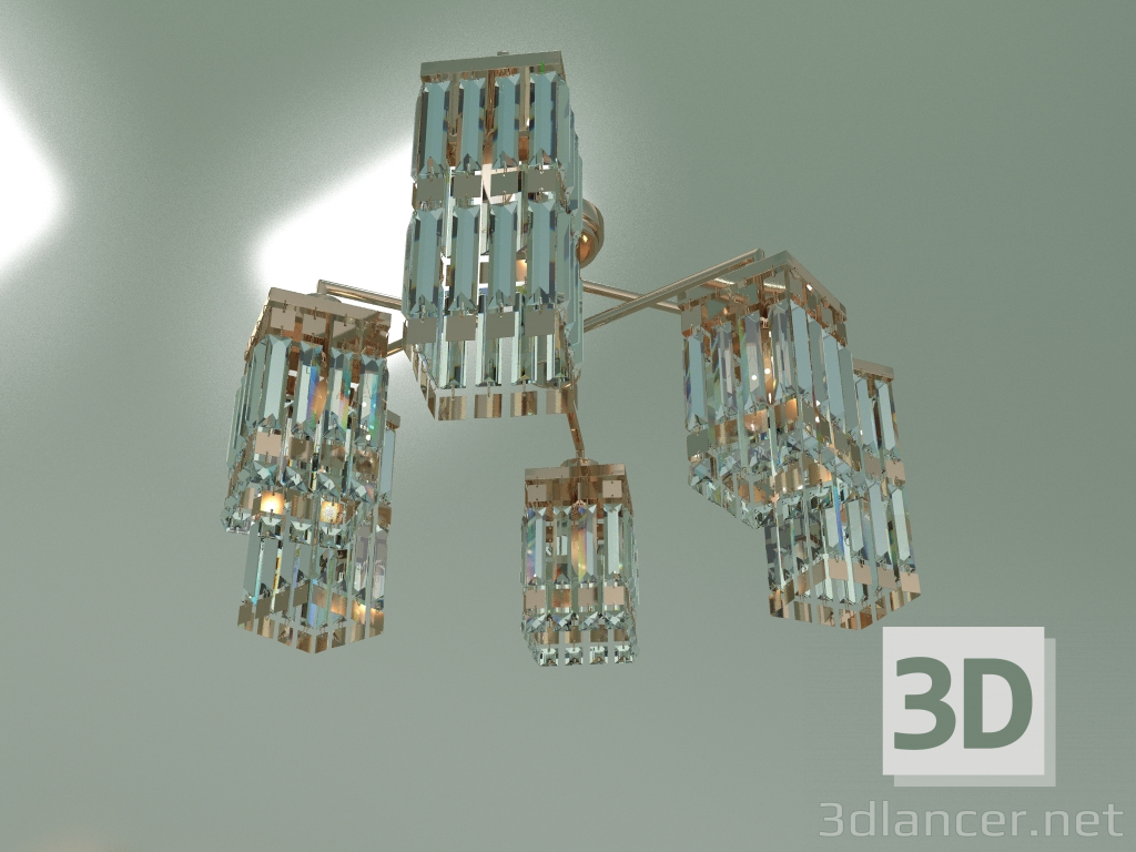 modello 3D Lampadario a soffitto Barra 10100-6 (cristallo oro trasparente) - anteprima