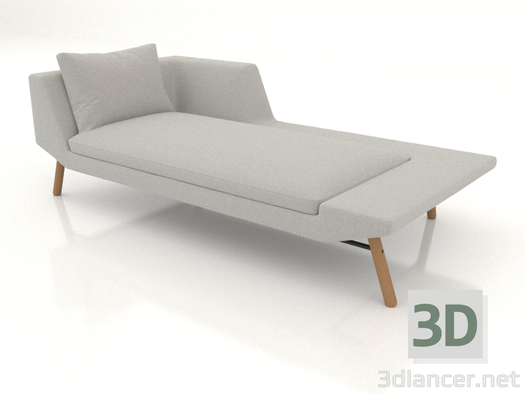 3d model Chaise longue 207 with an armrest on the left (wooden legs) - preview