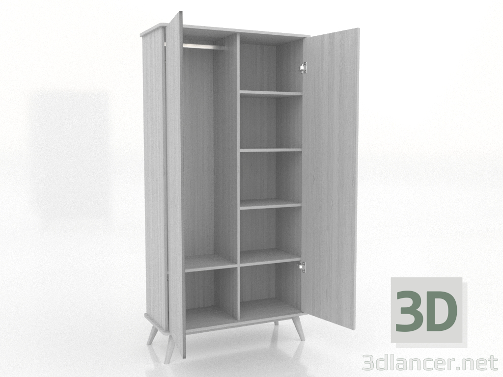 3d model Cabinet 4 1000x450x2000 mm (open, white RAL 9010) - preview 3d model Cabinet 4 1000x450x2000 mm (open, white RAL 9010) - preview