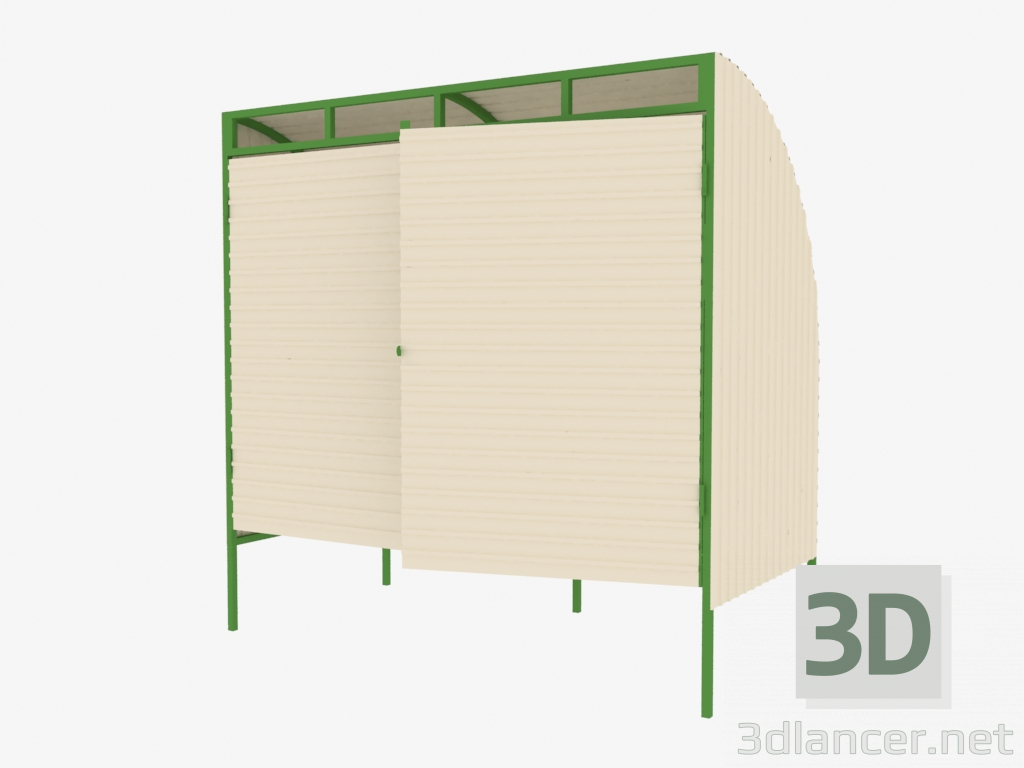 modello 3D Tettoia per 2 contenitori RSU (9015) - anteprima