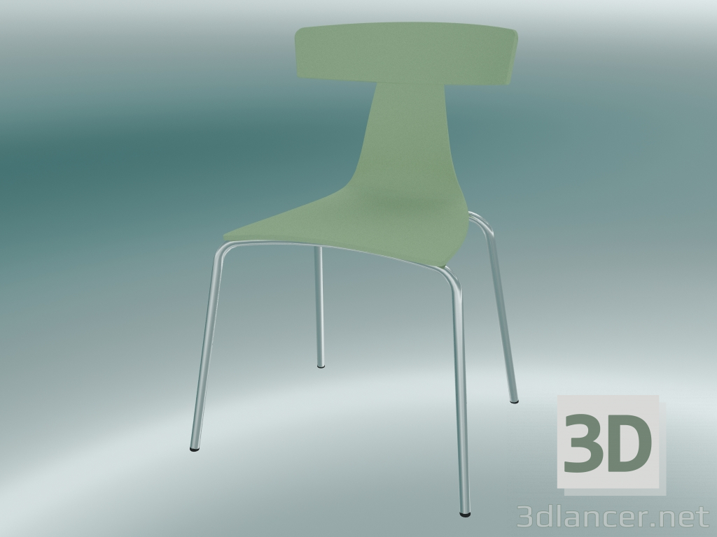 modèle 3D Chaise empilable Chaise en plastique REMO (1417-20, plastique vert pastel, chrome) - preview