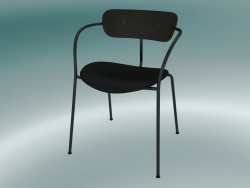 Chair Pavilion (AV4, H 76cm, 52x56cm, Noce, Pelle - Seta nera)