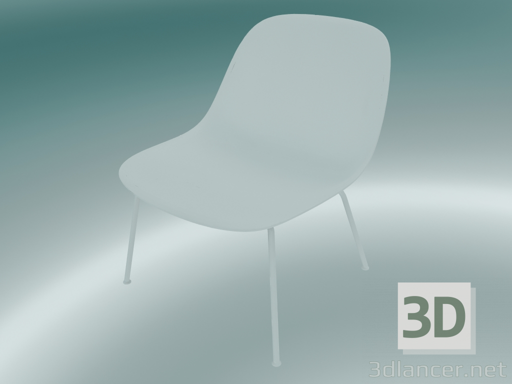 modello 3D Chaise longue con tubi alla base di fibra (bianco) - anteprima