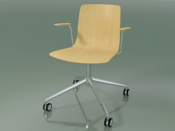 Chair 5916 (on casters, with armrests, natural birch)