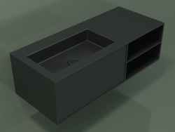 Washbasin with drawer and compartment (06UC724S2, Deep Nocturne C38, L 120, P 50, H 36 cm)
