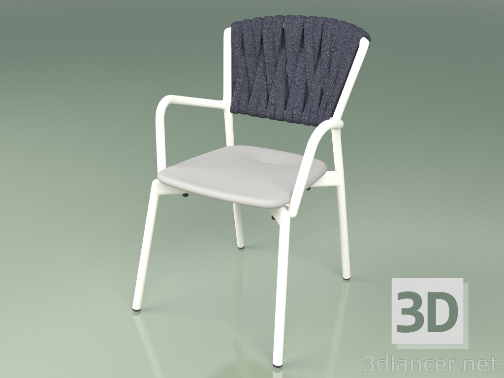 3D Modell Chair 221 (Metallmilch, Polyurethanharz Grau, Gepolsterter Gürtel Grau-Blau) - Vorschau