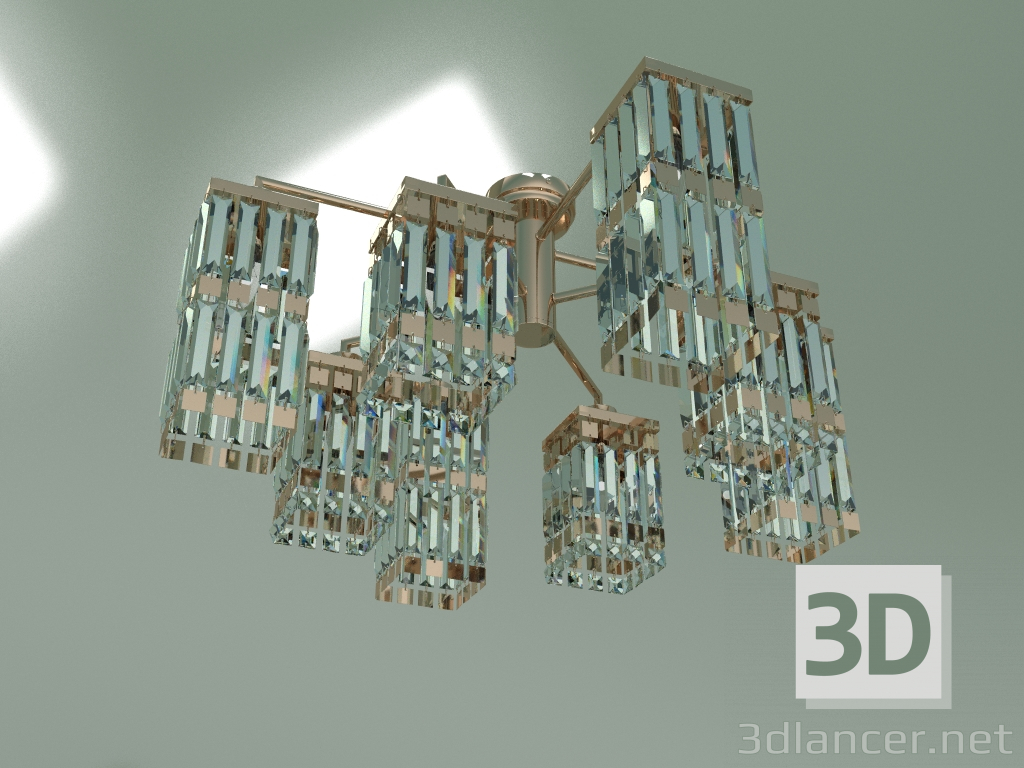 modello 3D Lampadario a soffitto Barra 10100-8 (cristallo oro trasparente) - anteprima