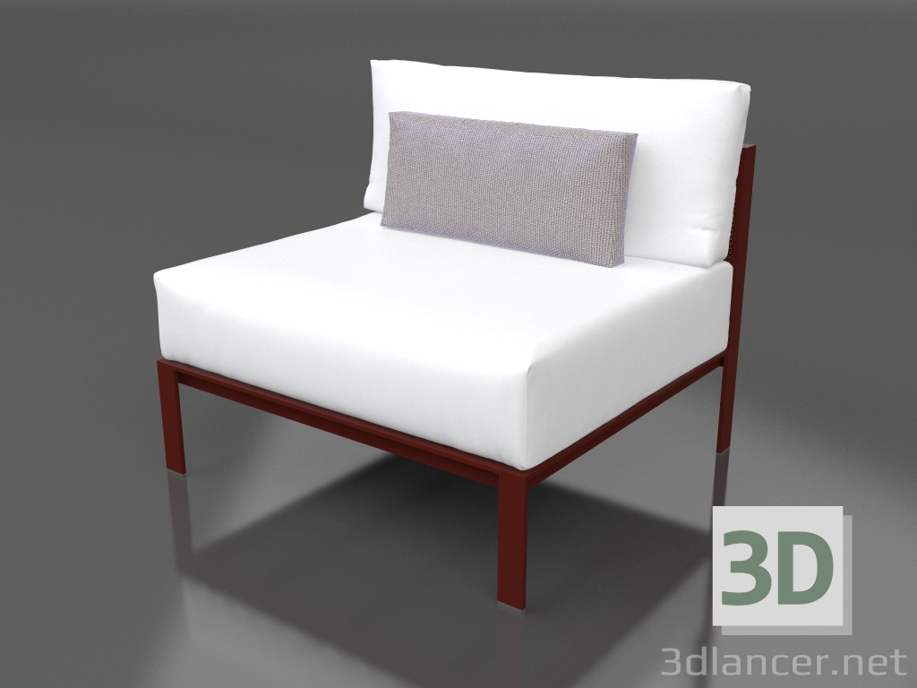modèle 3D Module canapé, section 3 (Rouge vin) - preview