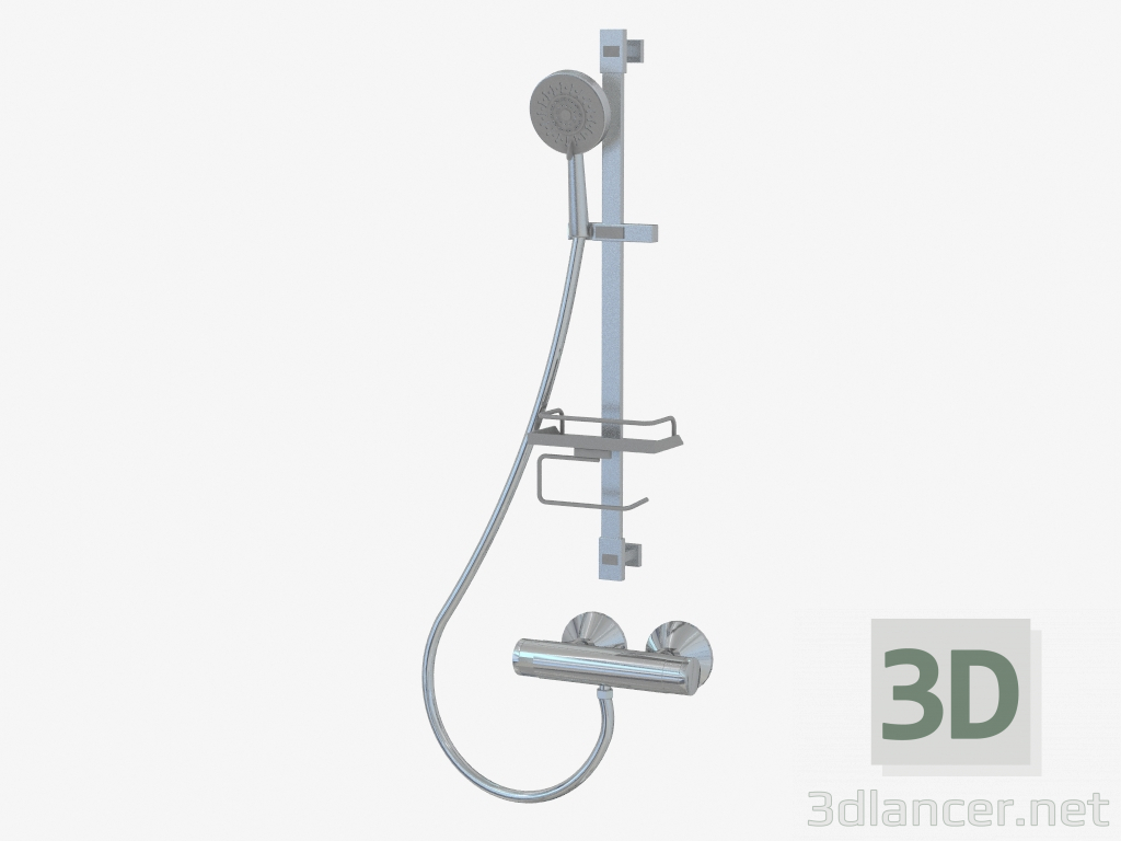 3D Modell Duschkopf mit einem Gestell und Seife Quadro (NCQ-051K 39741) - Vorschau
