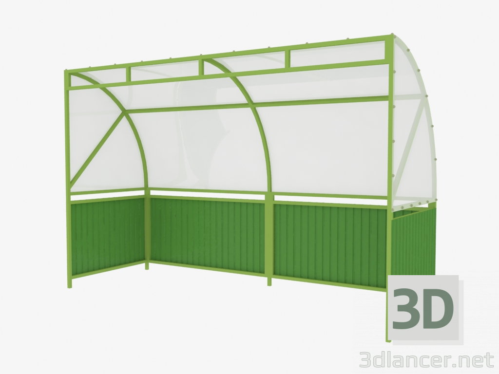 3d model Canopy for 3 containers MSW (9014) - preview