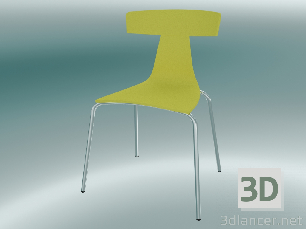 modello 3D Sedia impilabile REMO sedia in plastica (1417-20, plastica giallo zolfo, cromo) - anteprima