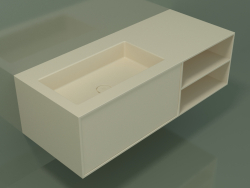 Washbasin with drawer and compartment (06UC724S2, Bone C39, L 120, P 50, H 36 cm)