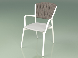 Chair 221 (Metallmilch, Polyurethanharz Grau, Gepolsterter Gürtel Grau-Sand)
