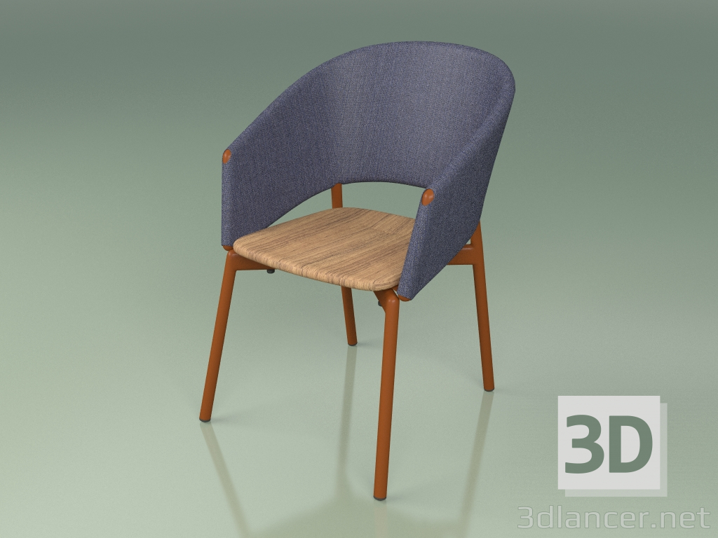 modello 3D Sedia Comfort 022 (Metallo Ruggine, Blu) - anteprima