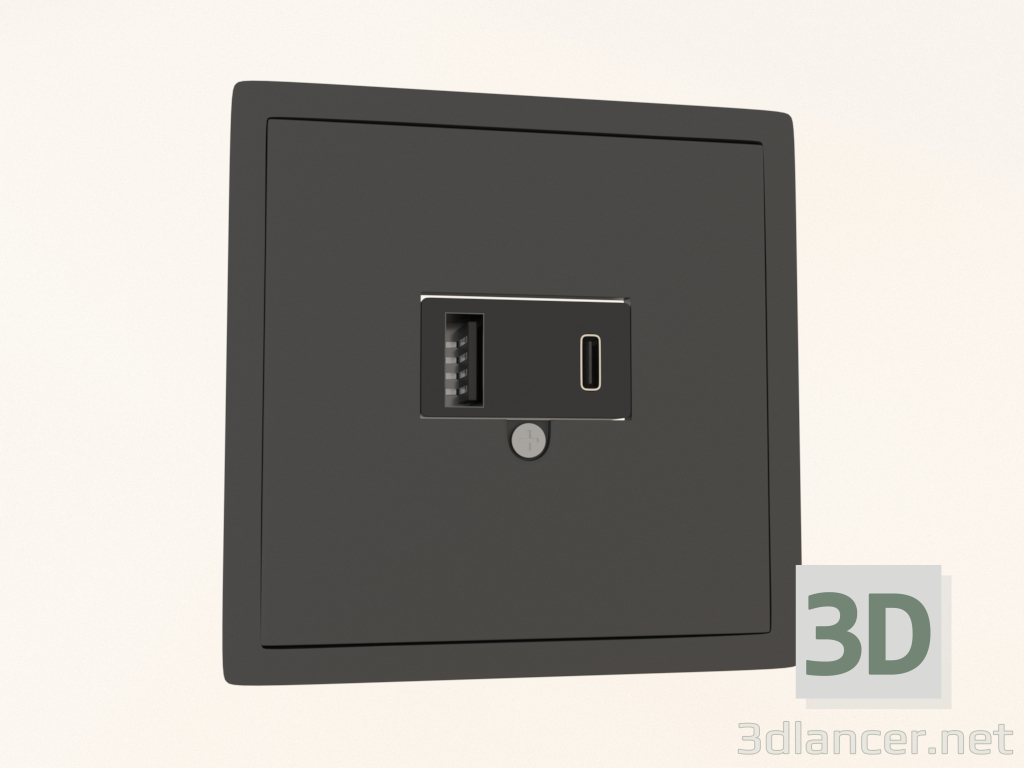 3d model USB charger, 3.1A type A; C (black, black, DA27628) R98 - preview