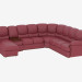 Modelo 3d sofá de canto de couro com uma mesa de café - preview