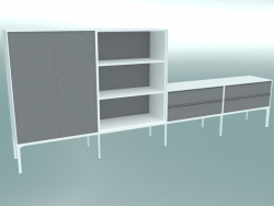 Sistema de armazenamento para escritório ADD S (L - portas + L - aberta + S - duas gavetas duplas)