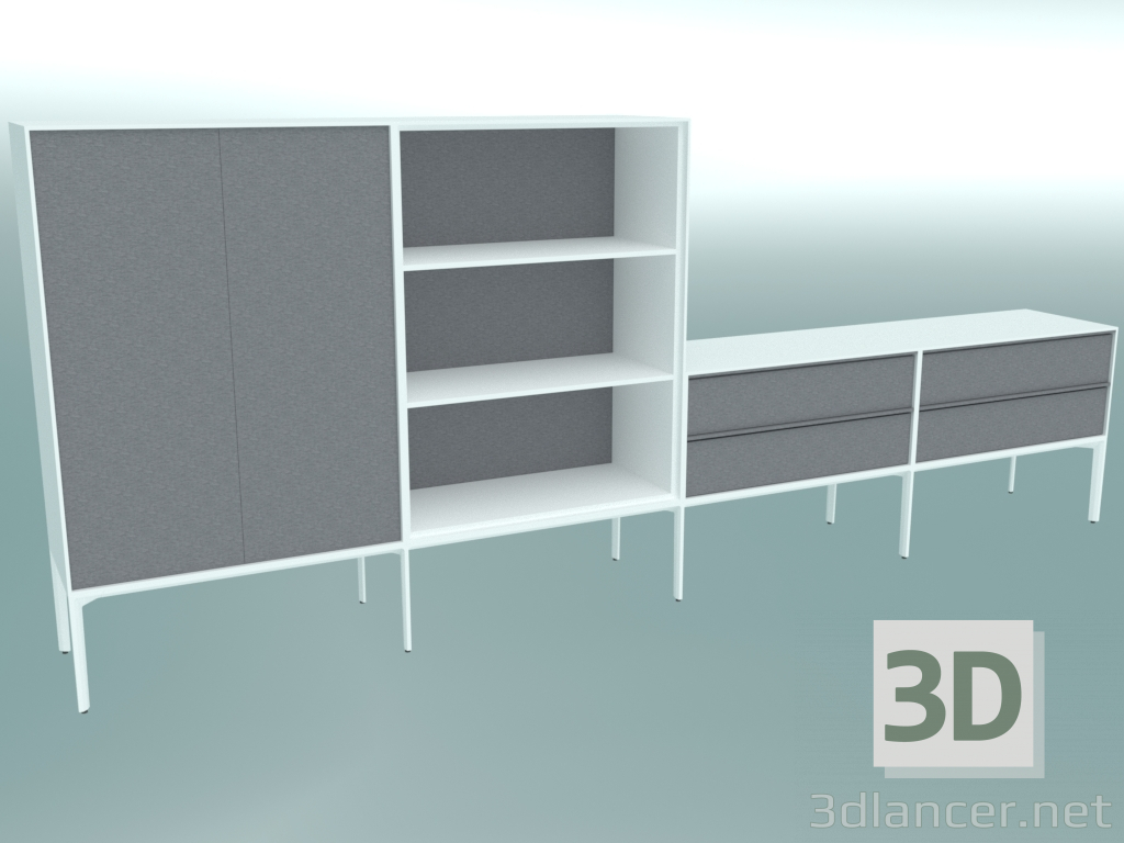 3d model Office storage system ADD S (L - doors + L - open + S - two drawers double) - preview