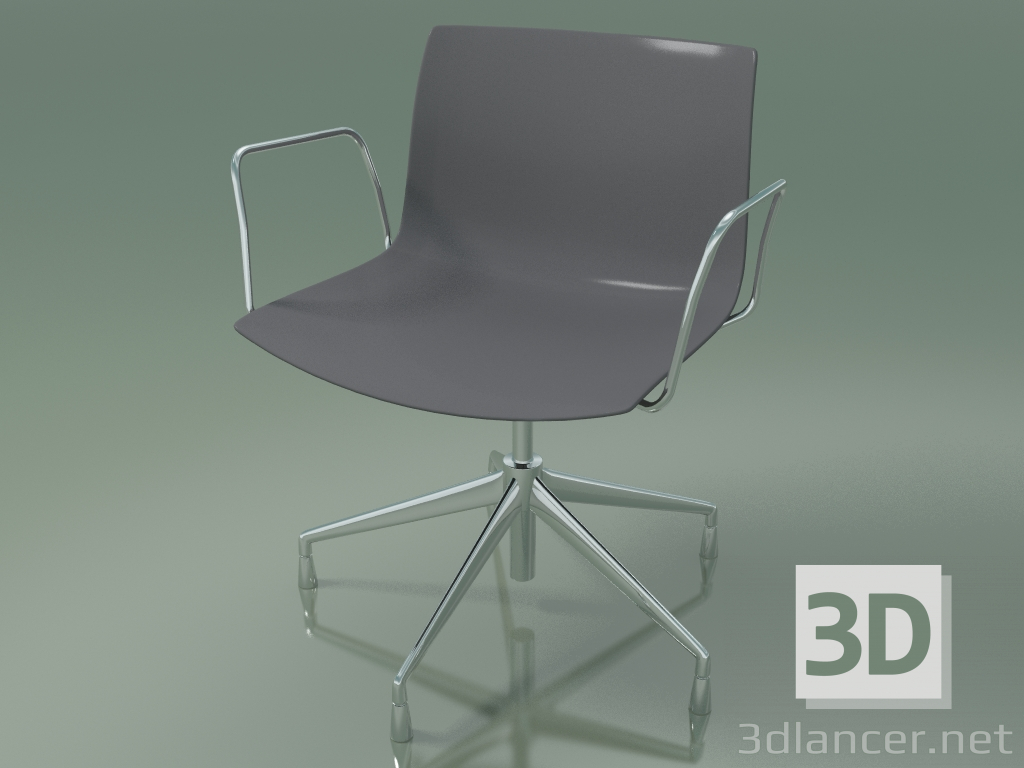 3d model Chair 0233 (5 legs, with armrests, chrome, polypropylene PO00412) - preview