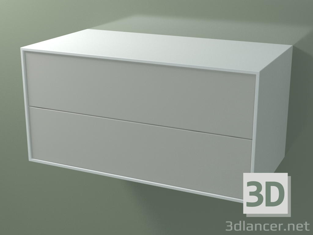 3D Modell Doppelschublade (8AUDCB01, Gletscherweiß C01, HPL P02, L 96, P 50, H 48 cm) - Vorschau