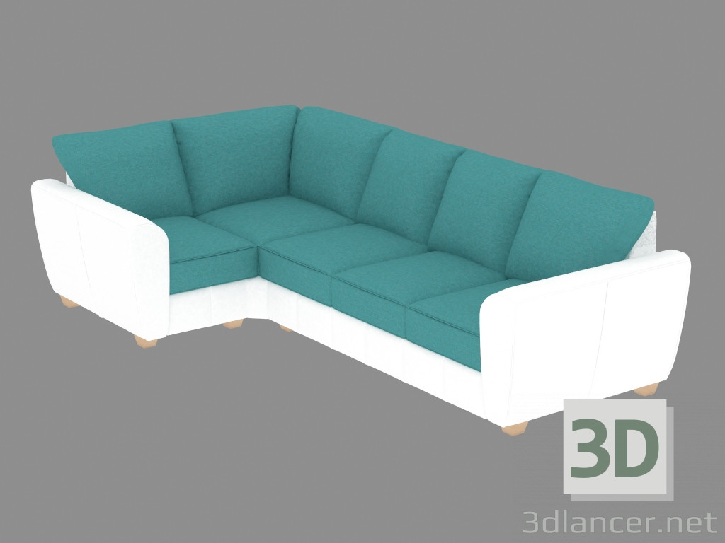 3d model Sofá de esquina con tapicería combinada (1c3) - vista previa