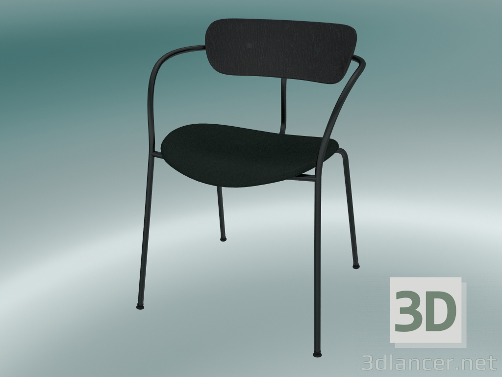 3d model Pabellón de silla (AV4, H 76cm, 52x56cm, roble lacado negro, terciopelo 1 bosque) - vista previa