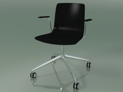 Sandalye 5916 (tekerleklerde, kolçaklı, siyah huş ağacı)