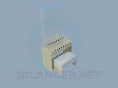 3d model Mirror, bedside-table and ottoman - preview 3d model Mirror, bedside-table and ottoman - preview