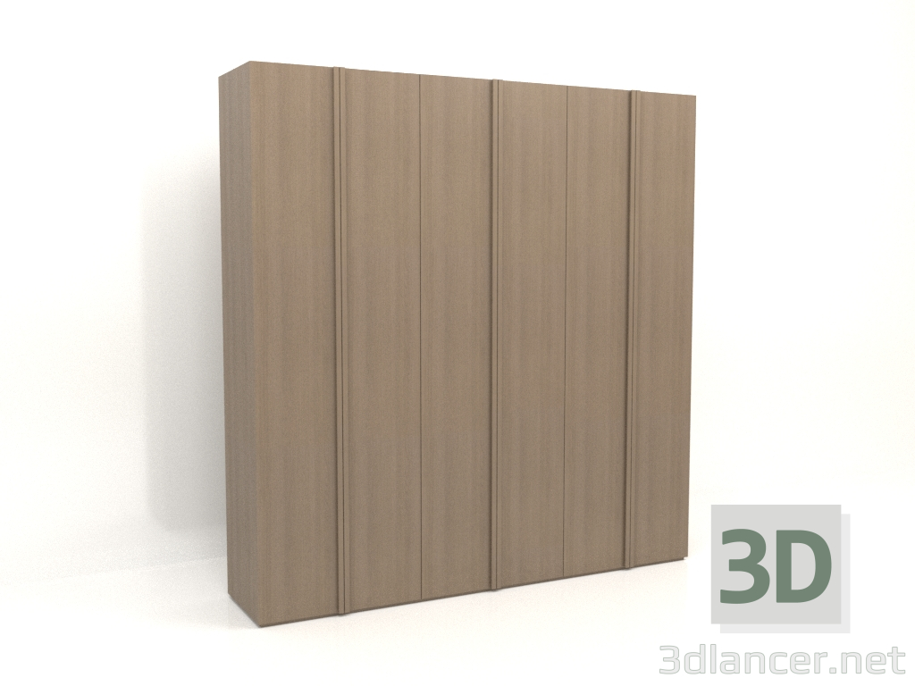 modello 3D Armadio MW 01 legno (2700x600x2800, grigio legno) - anteprima