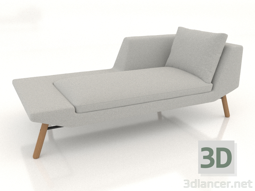 3d model Chaise longue 177 with armrest on the right (wooden legs) - preview
