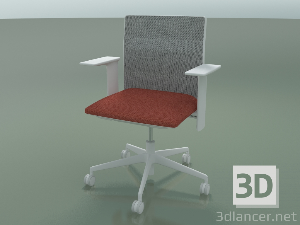 3d model Low back chair 6500 (5 wheels, with mesh, adjustable standard 3D armrest, V12) - preview